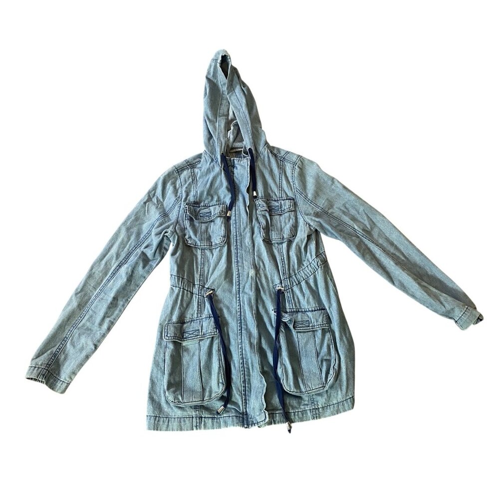 Ashley Vintage Charm Denim Hooded Jacket Full Zip Medium